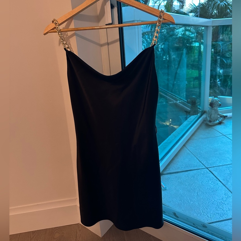 Alice + Olivia Black Chain Detail Mini Dress